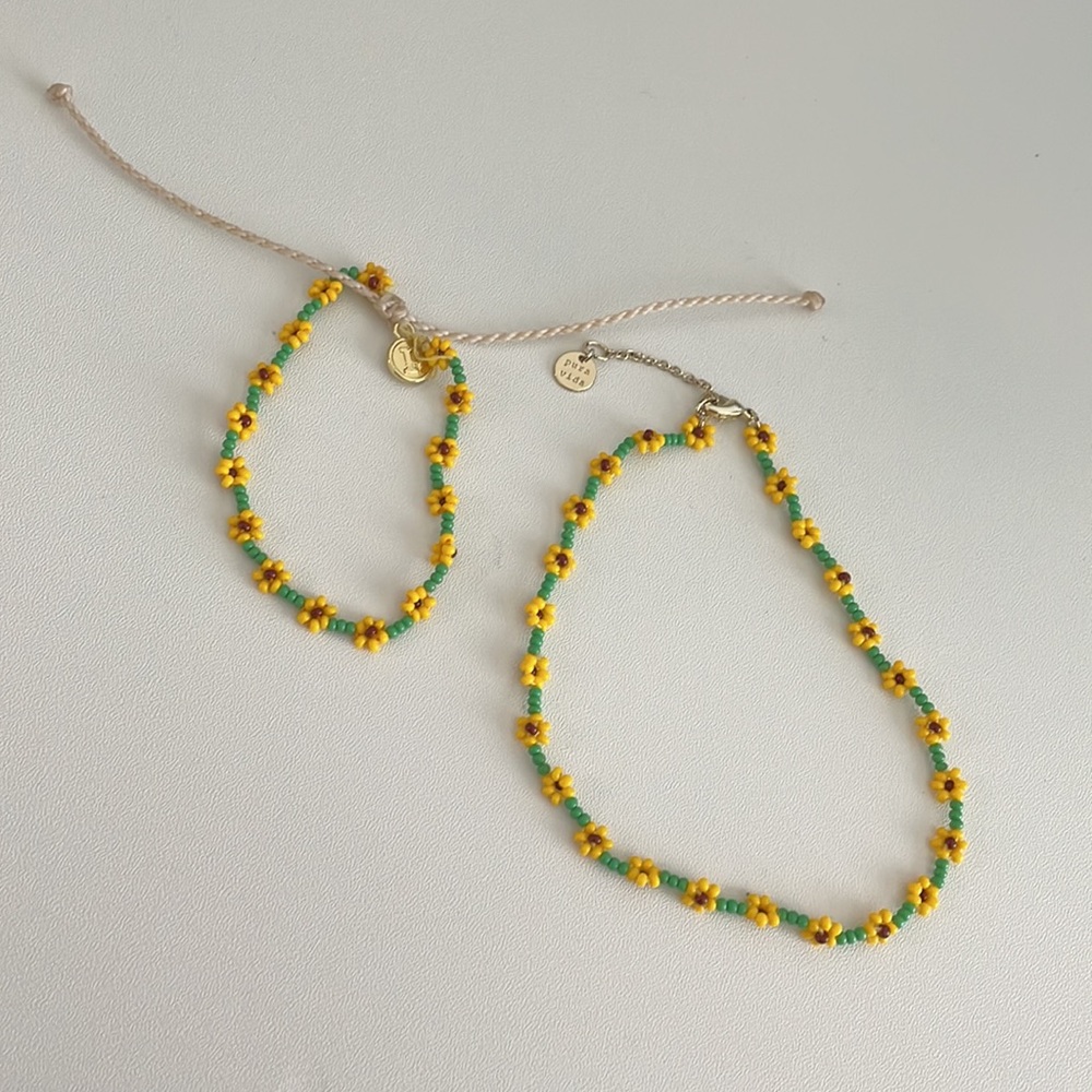 Pura Vida sunflower bracelet & anklet